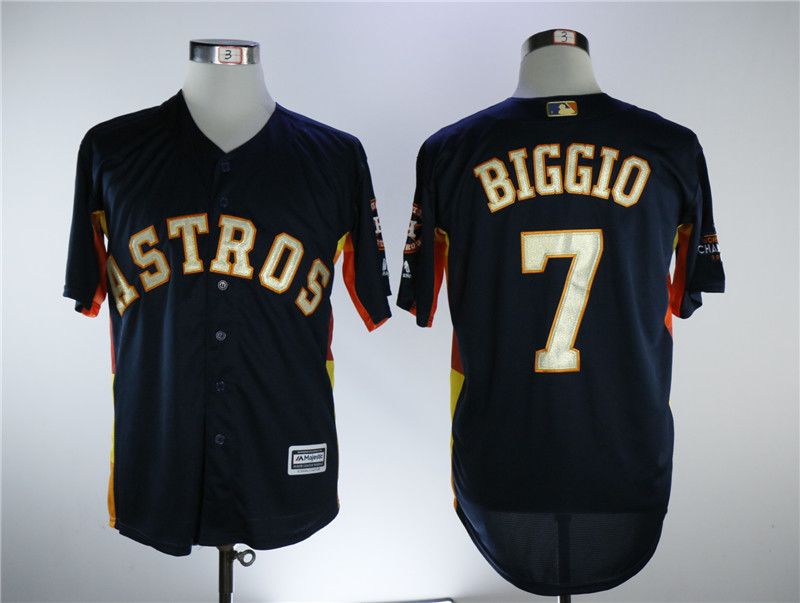 Men Houston Astros #7 Biggio Blue Game Champion Edition MLB Jerseys->houston astros->MLB Jersey